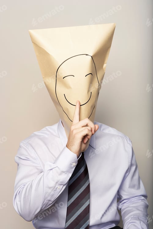 Preview: Business man with paper bag on head