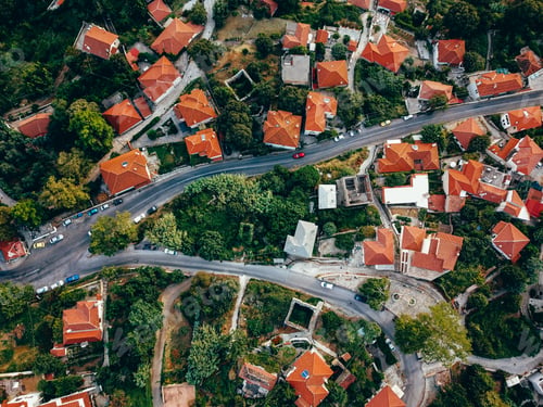 Preview: Old european city with red tiled roofs of houses