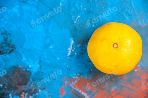 Preview: top view fresh tangerine on blue background color citrus fruit photo juice tree ripe free place