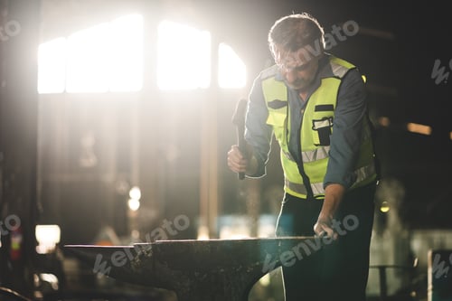 Preview: foreman working vest on a construction site, technician engineer man in industrial factory