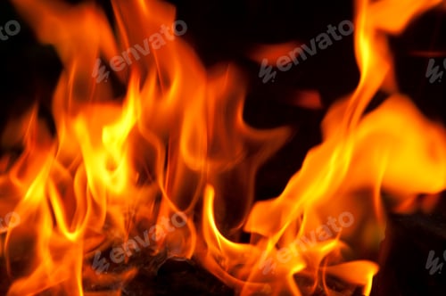 Preview: Fire flames on black background.