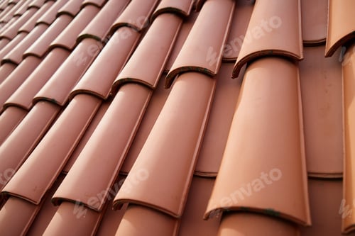 Preview: Red Ceramic Roof Tiles Pattern on Building