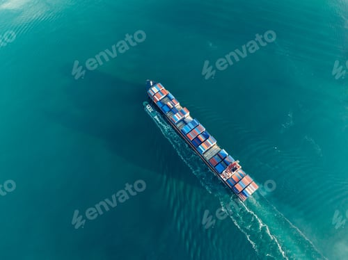 Preview: Aerial view of sea freight ship sailing in Shenzhen city, China