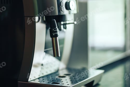 Preview: Close-up coffee machine, modern home appliances