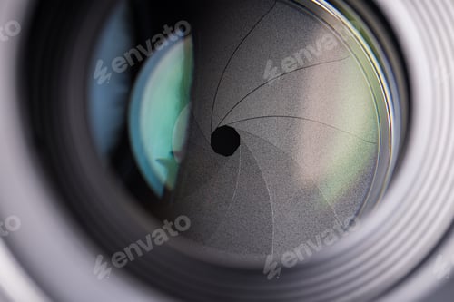 Preview: Changing aperture camera lens close up