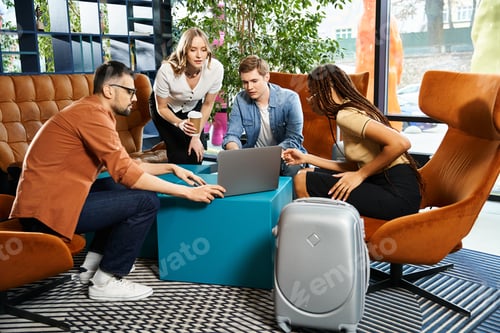 Preview: Collaborative connection: multicultural team engaged in business discussion