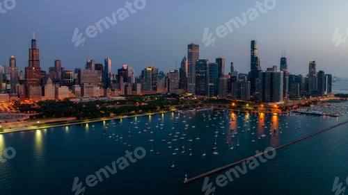 Preview: Aerial view of Chicago at dawn