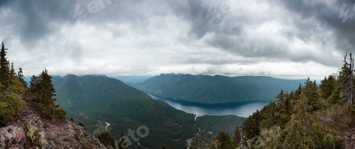 Preview: Panoramic View of Canadian Mountain Landscape Background