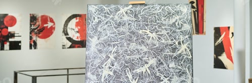 Preview: Abstract painting on canvas in gallery