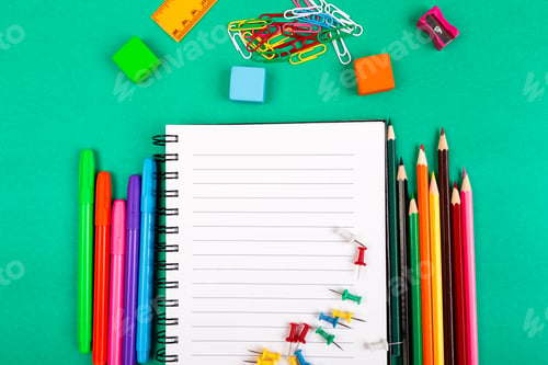 Preview: School Supplies. Concept Back to School. Top View. Flat Lay.