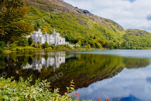 Preview: Kylemore Abbey, reflected in the lake, Ireland.