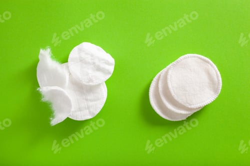 Preview: zero waste eco friendly hygiene bathroom concept. single use and reusable washable cotton pads