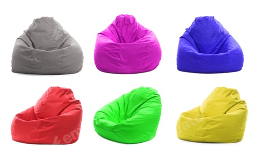 Preview: Different bean bag chairs isolated on white, set