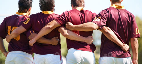 Preview: We came to win. Rearview shot of a young rugby team lining up for a scrum.