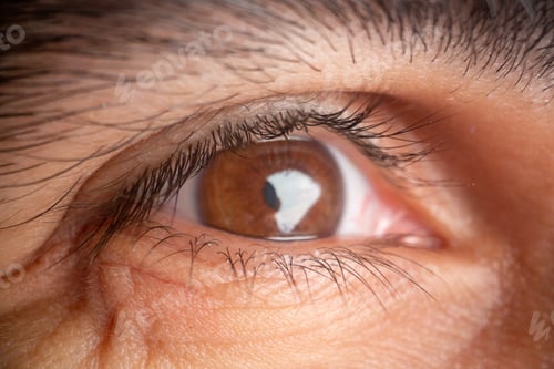 Preview: High resolution photo of smiling man eye close up shot in horizontal view