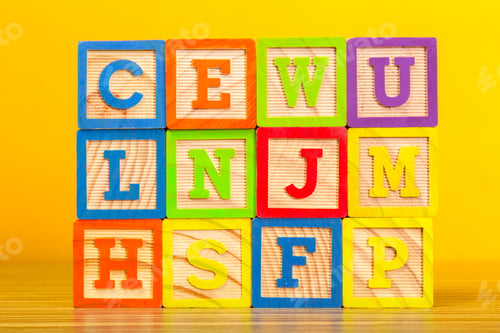 Preview: Wooden alphabet blocks with letters