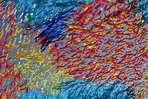 Preview: Abstract Texture Closeup From Color Tapes Of Fabric Or From Textile Material For A Festive