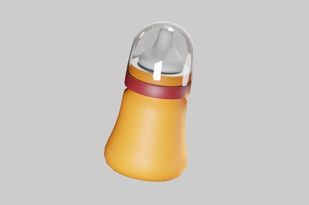 Preview: Cylindrical baby bottle with nipple and dome