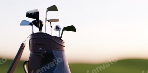 Preview: Golf clubs in bag at golf course resort