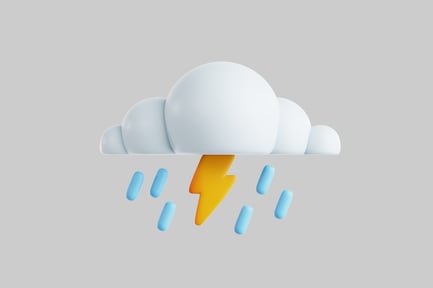 Preview: Cloud with lightning and raindrops