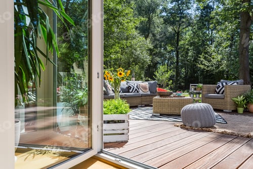 Preview: Wooden terrace with garden furniture