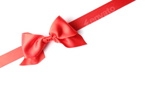 Preview: Red Ribbon and Bow on a White Surface