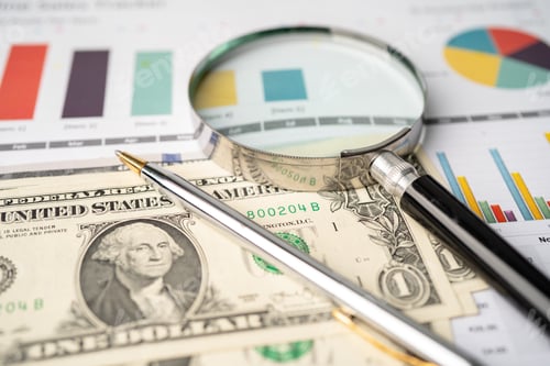 Preview: Dollar Bills and Graphs, Business Analysis Concept