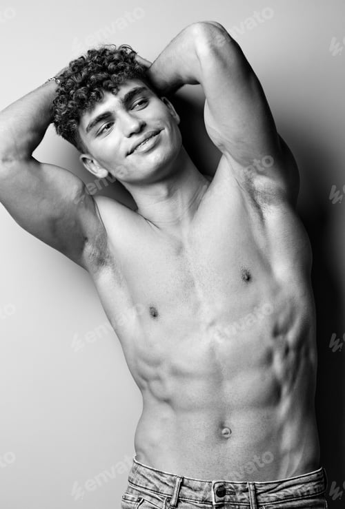 Preview: man male trend model torso strength trendy stylish naked caucasian bicep