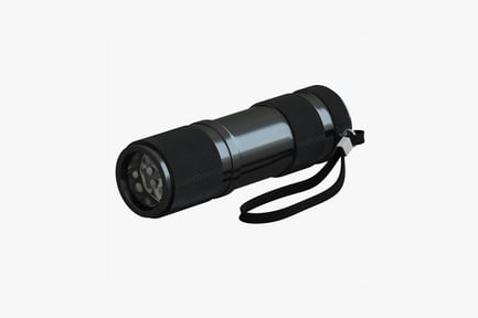 Cylindrical flashlight with dual leds and mesh grip