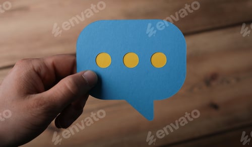 Preview: Man's hand holding the sign of message-concept of online communication