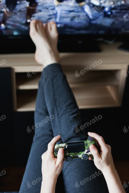 Relaxing With a Video Game at Home