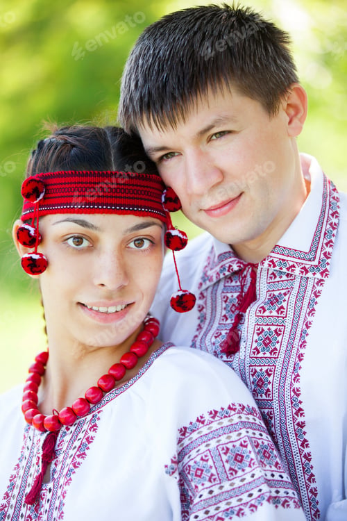 Preview: Slav girl and young cossack at nature.