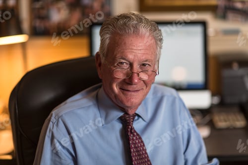 Preview: Portrait of senior businessman sitting on office chair