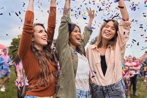 Preview: Three friends dancing at the music festival