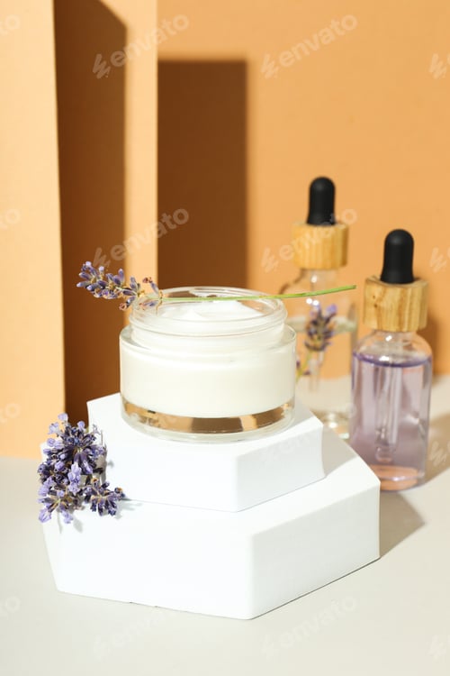 Preview: Concept of skin and face care, lavender cosmetic