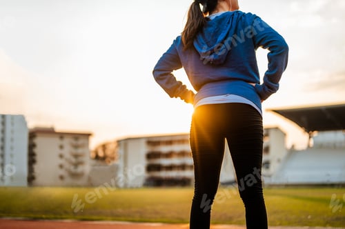 Preview: Stop resting and Drink whey protein rest after running jogging on the running track around