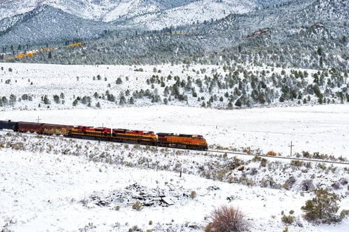 Preview: Train transporting tank cars. Season changing autumn to winter.