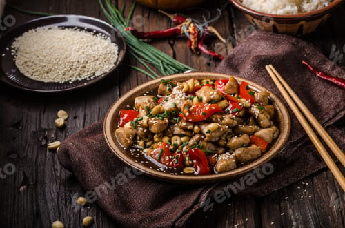 Preview: Homemade kung pao chicken stir fry food