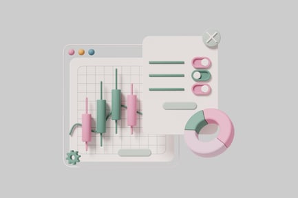 Preview: Abstract graphic with pink and green shapes.
