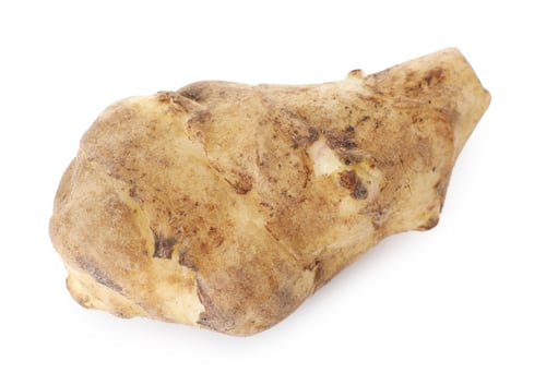 Preview: Fresh Jerusalem artichoke isolated on white. Root vegetable