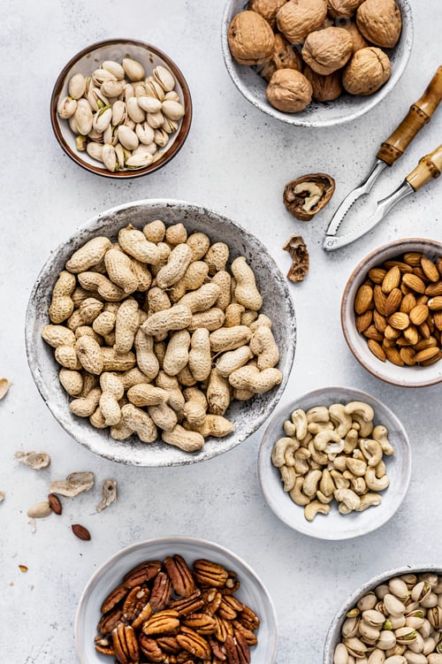 Preview: Nuts in cups flat lay healthy food