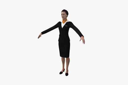 Preview: Flight attendant in uniform with extended arms