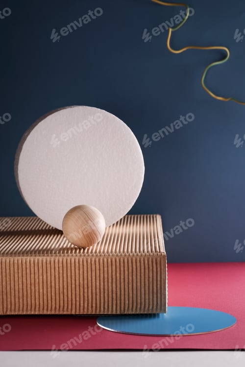 Preview: dimensional compositions of geometric shapes concept. circles on the texture box