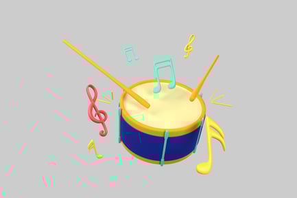 Preview: Cartoon drum and musical notes