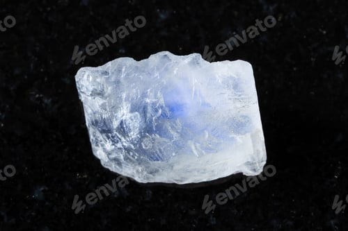 Preview: unpolished adularia moonstone mineral on black