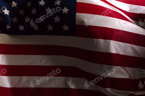Preview: Closeup of ruffled American flag
