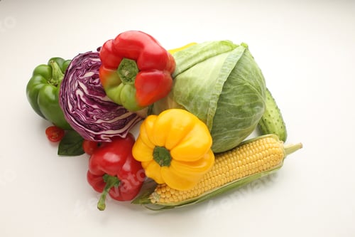 Preview: a fresh group of vegetables on white background