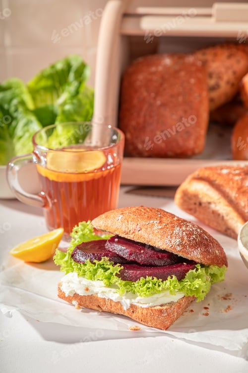 Preview: Delicious and healthy sandwich for fresh breakfast in morning.