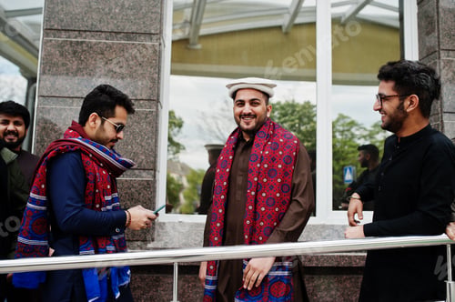 Preview: Group of pakistani man wearing traditional clothes salwar kameez or kurta.