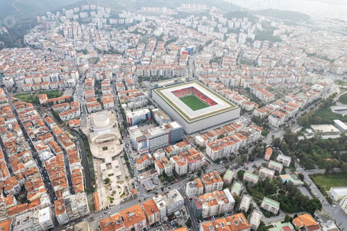 Preview: Aerial view of Izmir city Konak region.